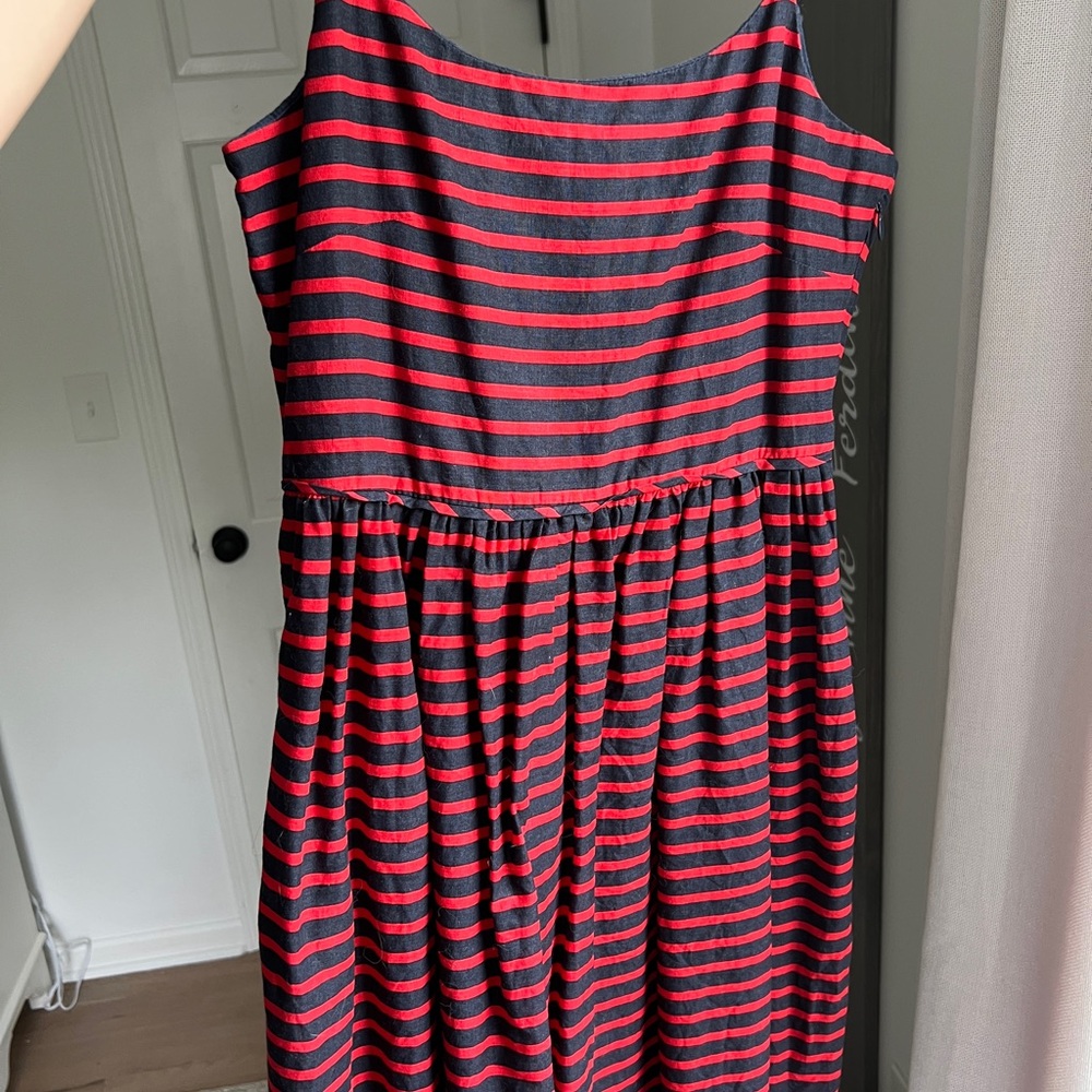 J. Crew Dress in Navy and Red Stripes